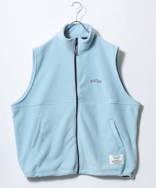 DISCUS（ディスカス）の「2026SS DISCUS/ディスカス オーバーサイズ フリース ワンポイント刺繍 無地/エスニック柄 スタンドベスト（ベスト・レディース・アイボリー/ブラック/サックスブルー/その他・M/L）」の3枚目の写真