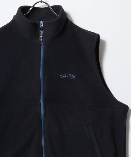 DISCUS（ディスカス）の「2026SS DISCUS/ディスカス オーバーサイズ フリース ワンポイント刺繍 無地/エスニック柄 スタンドベスト（ベスト・レディース・アイボリー/ブラック/サックスブルー/その他・M/L）」の22枚目の写真
