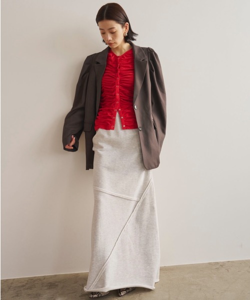 AIC.（エーアイシー）の「シャーリングシアーカーディガン（カーディガン/ボレロ・レディース・オフホワイト/レッド/ブラック・FREE）」の14枚目の写真