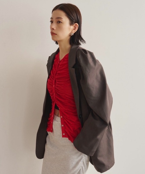 AIC.（エーアイシー）の「シャーリングシアーカーディガン（カーディガン/ボレロ・レディース・オフホワイト/レッド/ブラック・FREE）」の10枚目の写真