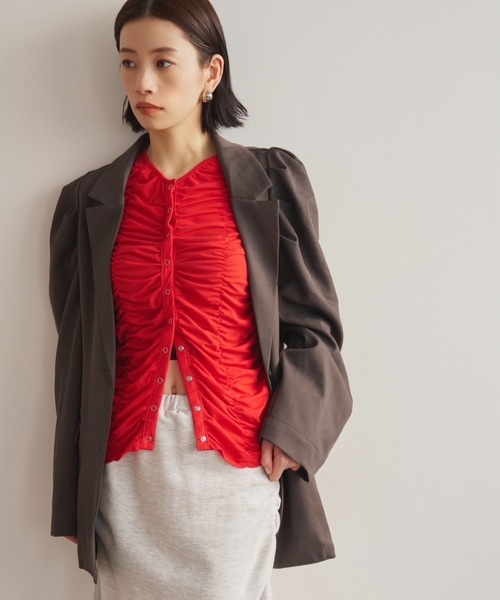 AIC.（エーアイシー）の「シャーリングシアーカーディガン（カーディガン/ボレロ・レディース・オフホワイト/レッド/ブラック・FREE）」の6枚目の写真