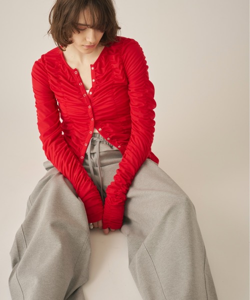 AIC.(エーアイシー)の「シャーリングシアーカーディガン(カーディガン/ボレロ・レディース・オフホワイト/レッド/ブラック・FREE)」の18枚目の写真