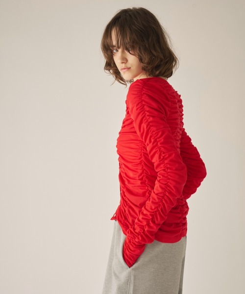 AIC.（エーアイシー）の「シャーリングシアーカーディガン（カーディガン/ボレロ・レディース・オフホワイト/レッド/ブラック・FREE）」の22枚目の写真