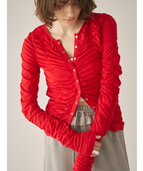 AIC.（エーアイシー）の「シャーリングシアーカーディガン（カーディガン/ボレロ・レディース・オフホワイト/レッド/ブラック・FREE）」の19枚目の写真