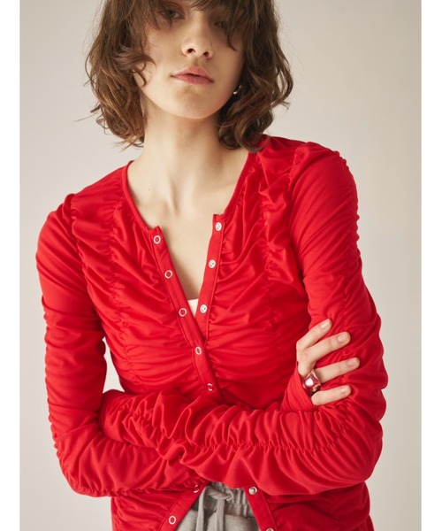 AIC.（エーアイシー）の「シャーリングシアーカーディガン（カーディガン/ボレロ・レディース・オフホワイト/レッド/ブラック・FREE）」の17枚目の写真