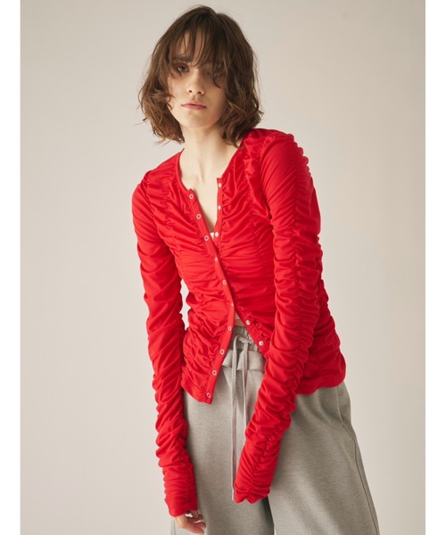 AIC.（エーアイシー）の「シャーリングシアーカーディガン（カーディガン/ボレロ・レディース・オフホワイト/レッド/ブラック・FREE）」の20枚目の写真