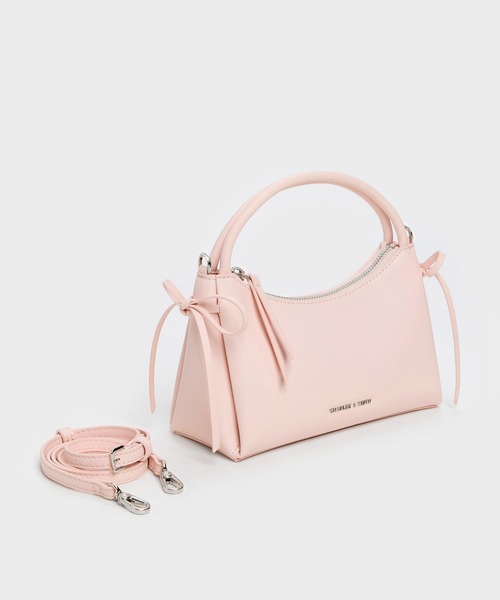 CHARLES & KEITH(チャールズ & キース)の「Hazel ヘーゼル ボウトップハンドルバッグ(ショルダーバッグ・レディース・スミクロ/ピンク系その他3/クリーム・S)」の13枚目の写真