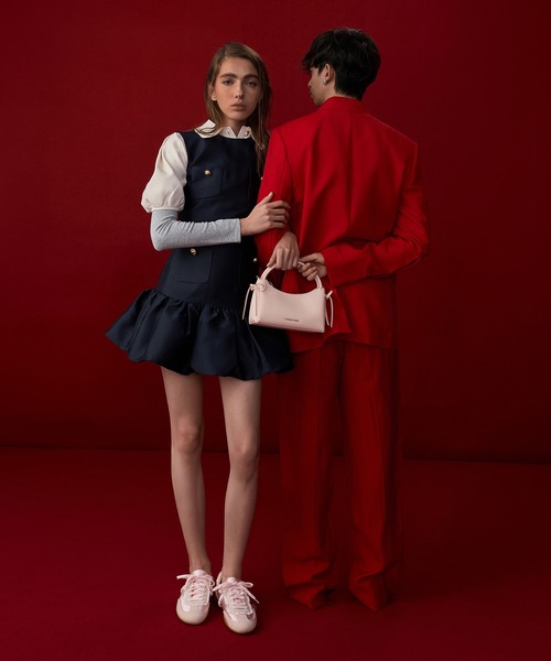 CHARLES & KEITH(チャールズ & キース)の「Hazel ヘーゼル ボウトップハンドルバッグ(ショルダーバッグ・レディース・スミクロ/ピンク系その他3/クリーム・S)」の10枚目の写真