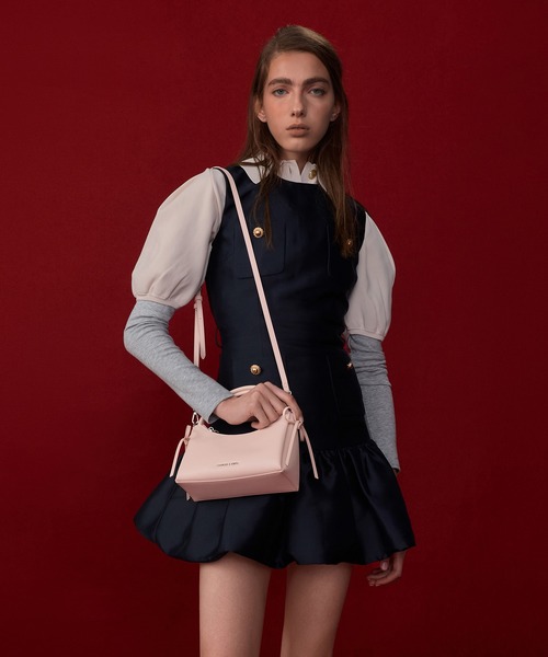 CHARLES & KEITH(チャールズ & キース)の「Hazel ヘーゼル ボウトップハンドルバッグ(ショルダーバッグ・レディース・スミクロ/ピンク系その他3/クリーム・S)」の8枚目の写真