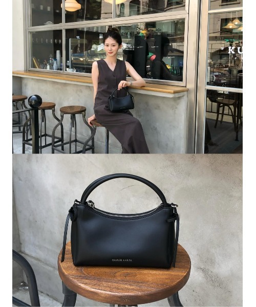 CHARLES & KEITH(チャールズ & キース)の「Hazel ヘーゼル ボウトップハンドルバッグ(ショルダーバッグ・レディース・スミクロ/ピンク系その他3/クリーム・S)」の7枚目の写真