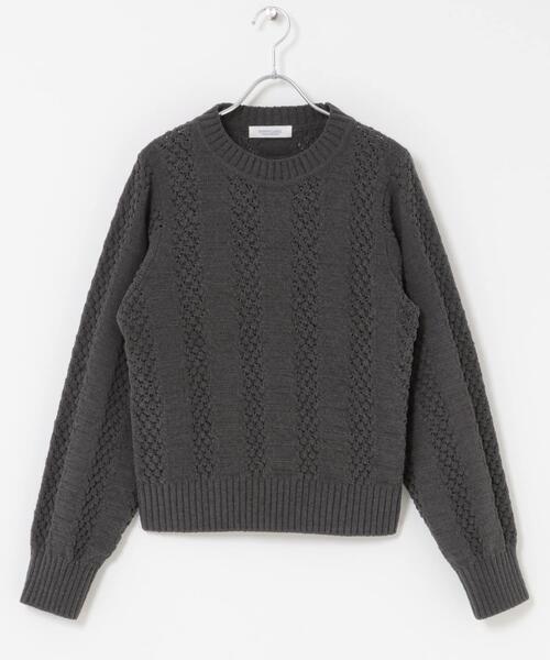 URBAN RESEARCH Sonny Label（アーバンリサーチサニーレーベル）の「ベロアモールアイレット柄編みニットプルオーバー（ニット/セーター・レディース・グレー系その他/ライトピンク/オフホワイト/チャコールグレー・FREE）」の6枚目の写真