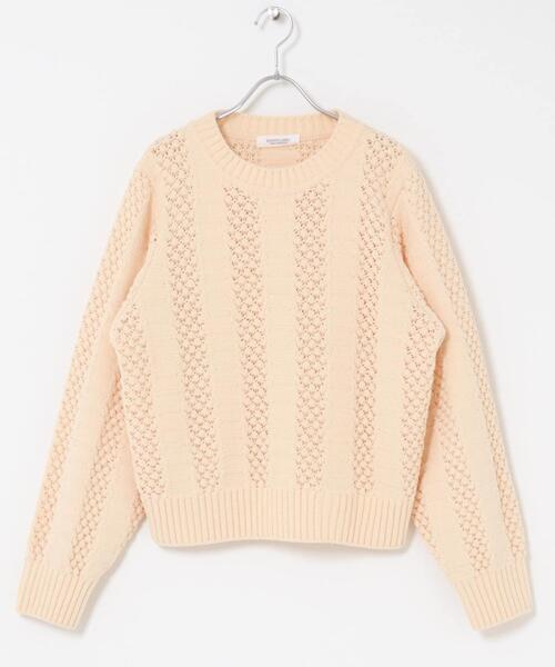 URBAN RESEARCH Sonny Label（アーバンリサーチサニーレーベル）の「ベロアモールアイレット柄編みニットプルオーバー（ニット/セーター・レディース・グレー系その他/ライトピンク/オフホワイト/チャコールグレー・FREE）」の15枚目の写真