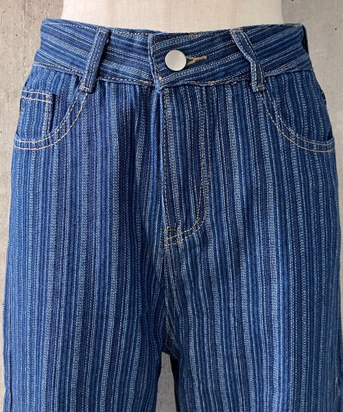 meJane(ミージェーン)の「ストライプ柄 ストレートデニムパンツ(デニムパンツ・レディース・ダークブルー・L/M)」の10枚目の写真