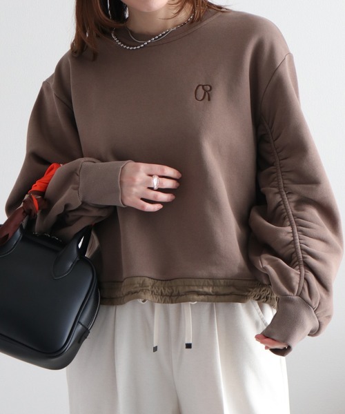 cepo（セポ）の「柔らか裏起毛＆袖ギャザー ボリュームスリーブスウェットプルオーバー（スウェット・レディース・ブラウン/ブラック/グレー・M）」の3枚目の写真