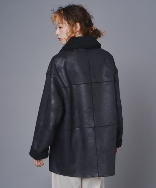 terrace(テラス)の「リバーシブルヴィンテージ加工フェイクムートンコート(ムートンコート・レディース・ブラック/ブラウン・MEDIUM)」の12枚目の写真