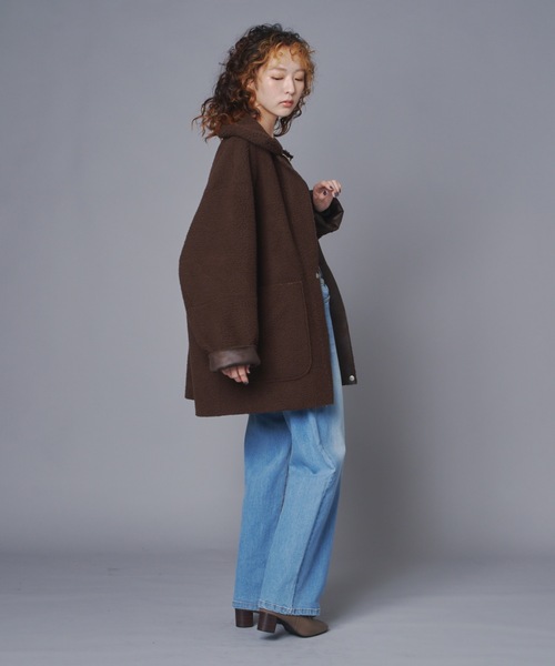 セール】リバーシブルヴィンテージ加工フェイクムートンコート