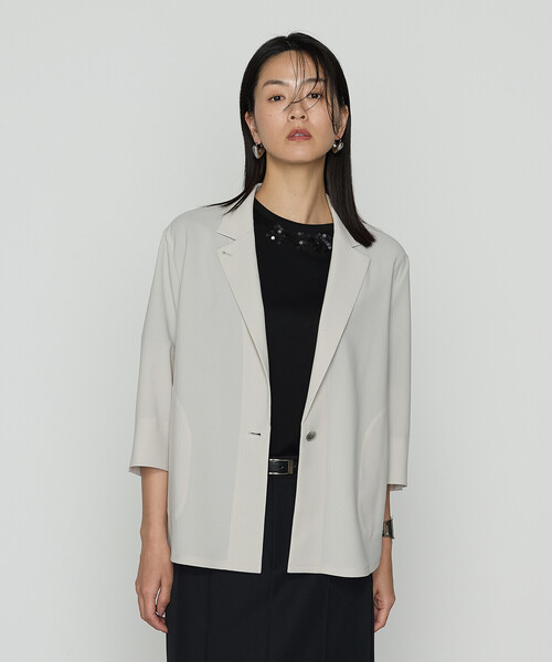 COMME CA(コムサ)の「〔 TALLサイズ 〕 【セットアップ対応】ストレッチからみ ジャケット(セットアップ・レディース・グレー・13号)」の7枚目の写真