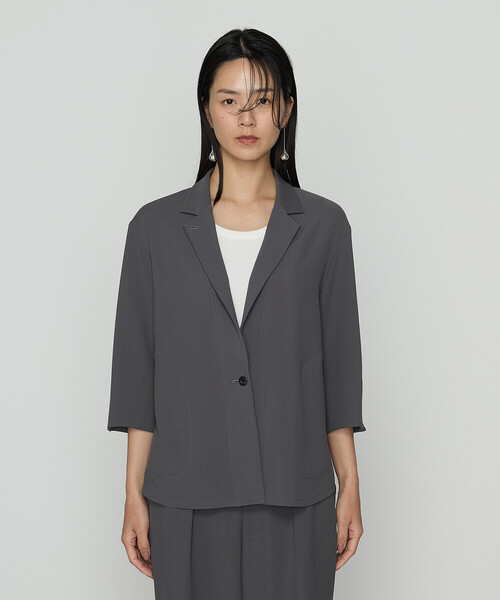 COMME CA(コムサ)の「〔 TALLサイズ 〕 【セットアップ対応】ストレッチからみ ジャケット(セットアップ・レディース・グレー・13号)」の8枚目の写真