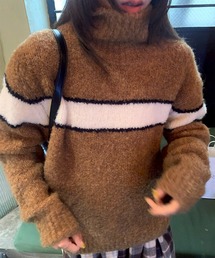 2wayオフタートルボーダーニット