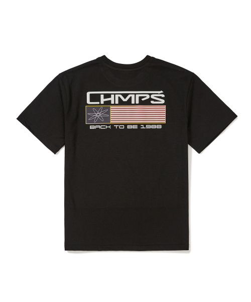 BORN CHAMPS(ボーンチャンプス)の「バックトゥービーCHMPSロゴ半袖TシャツB24ST07BK(Tシャツ/カットソー・レディース・ブラック・LARGE/MEDIUM/SMALL)」の2枚目の写真