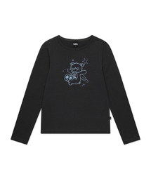 WM DOODLE BEAR LONG SLV TEE charcoal