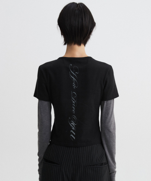 DNSR WOMEN(ディーエヌエスアールウーマン)の「ツートンレイヤードロングスリーブブラック(Tシャツ/カットソー・レディース・その他・ONE SIZE)」の2枚目の写真