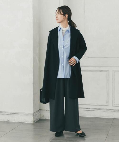URBAN RESEARCH DOORS（アーバンリサーチドアーズ）の「『WEB限定』ダブルクロスガウンコート（その他アウター・レディース・ライトグレー/ネイビー・FREE）」の18枚目の写真