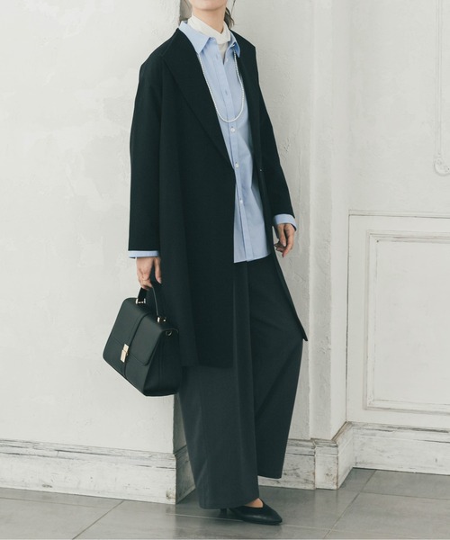 URBAN RESEARCH DOORS（アーバンリサーチドアーズ）の「『WEB限定』ダブルクロスガウンコート｜オフィスカジュアル/フォーマル/オケージョン/セレモニー/入卒式/お呼ばれ（その他アウター・レディース・ライトグレー/ネイビー・FREE）」の16枚目の写真