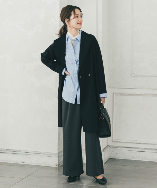 URBAN RESEARCH DOORS（アーバンリサーチドアーズ）の「『WEB限定』ダブルクロスガウンコート｜オフィスカジュアル/フォーマル/オケージョン/セレモニー/入卒式/お呼ばれ（その他アウター・レディース・ライトグレー/ネイビー・FREE）」の18枚目の写真