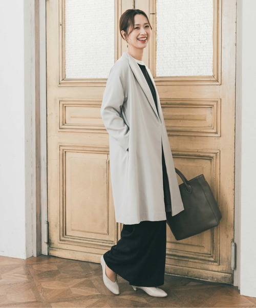 URBAN RESEARCH DOORS（アーバンリサーチドアーズ）の「『WEB限定』ダブルクロスガウンコート｜オフィスカジュアル/フォーマル/オケージョン/セレモニー/入卒式/お呼ばれ（その他アウター・レディース・ライトグレー/ネイビー・FREE）」の10枚目の写真