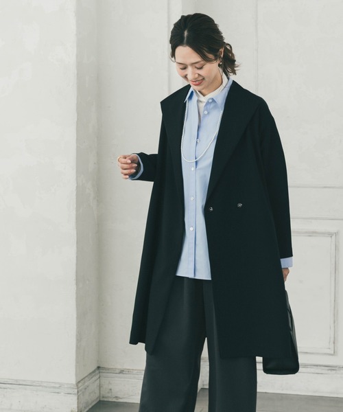 URBAN RESEARCH DOORS（アーバンリサーチドアーズ）の「『WEB限定』ダブルクロスガウンコート｜オフィスカジュアル/フォーマル/オケージョン/セレモニー/入卒式/お呼ばれ（その他アウター・レディース・ライトグレー/ネイビー・FREE）」の11枚目の写真