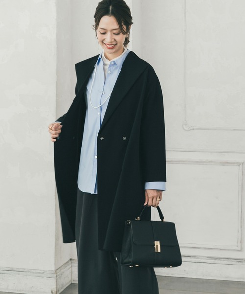 URBAN RESEARCH DOORS（アーバンリサーチドアーズ）の「『WEB限定』ダブルクロスガウンコート｜オフィスカジュアル/フォーマル/オケージョン/セレモニー/入卒式/お呼ばれ（その他アウター・レディース・ライトグレー/ネイビー・FREE）」の12枚目の写真