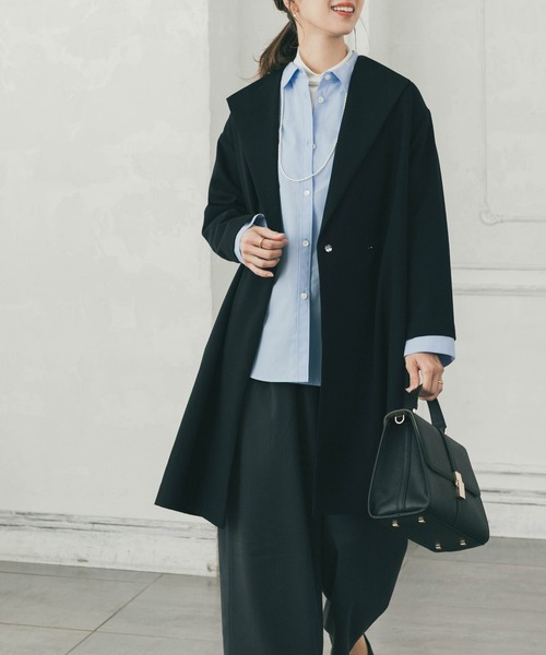 URBAN RESEARCH DOORS（アーバンリサーチドアーズ）の「『WEB限定』ダブルクロスガウンコート｜オフィスカジュアル/フォーマル/オケージョン/セレモニー/入卒式/お呼ばれ（その他アウター・レディース・ライトグレー/ネイビー・FREE）」の14枚目の写真