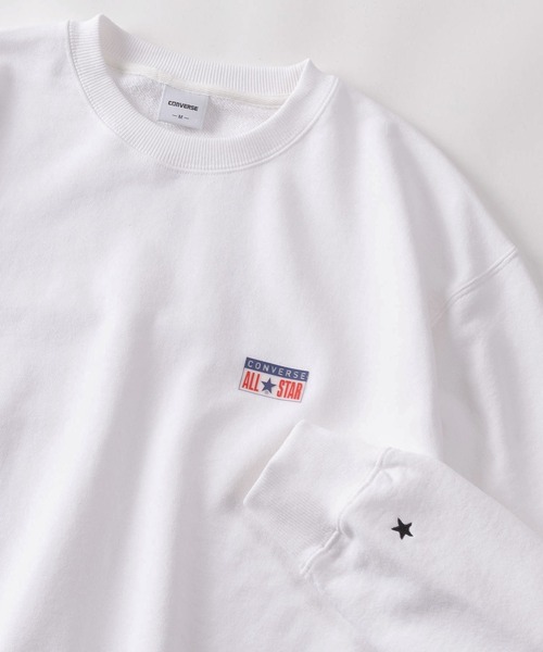 CONVERSE（コンバース）の「【71】【CONVERSE/コンバース】ワンポイント ラバーワッペン 裏毛 クルーネックスウェット/メンズ/レディース/ユニセックス（スウェット・メンズ・ブラック/ネイビー/ホワイト/グレー・L/XL/M）」の6枚目の写真