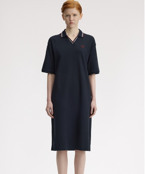 FRED PERRY(フレッドペリー)の「Open Collar Tipped Polo Dress/オープンカラーティップラインポロシャツワンピース(ワンピース・レディース・ネイビー・10)」の11枚目の写真
