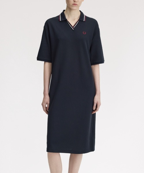 FRED PERRY(フレッドペリー)の「Open Collar Tipped Polo Dress/オープンカラーティップラインポロシャツワンピース(ワンピース・レディース・ネイビー・10)」の7枚目の写真