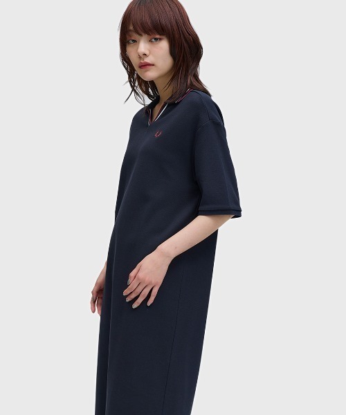 Open Collar Tipped Polo Dress／オープンカラーティップライン