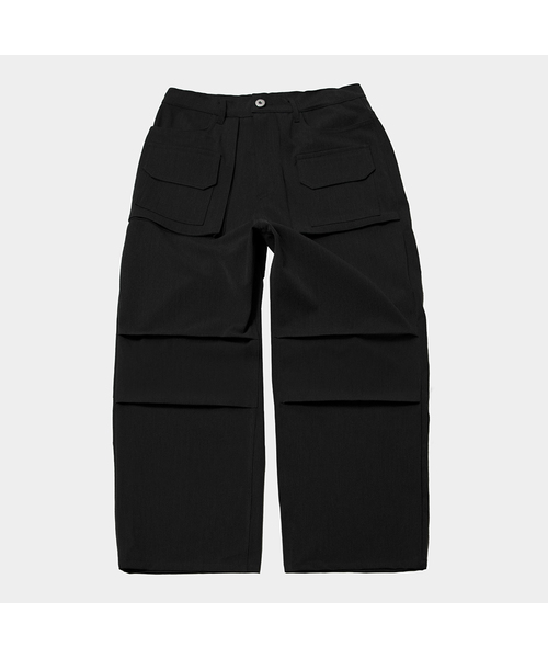 PLACE STUDIO（プレイススタジオ）の「ステッチダブルポケットインシジョンパラシュートワイドフィットウィンターチノパンツ_2COLOR（その他パンツ・レディース・ブラック/グレー・FREE）」の2枚目の写真