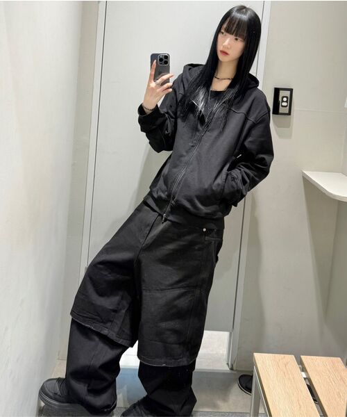 NICE GHOST CLUB（ナイスゴーストクラブ）の「LAYERED WASHED JEANS_BLACK(NG2EFUD111A)（デニムパンツ・レディース・ブラック・S/M/L）」の5枚目の写真