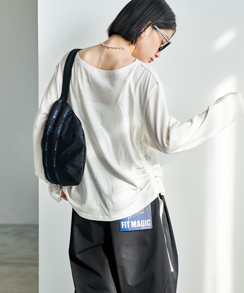 FREAK'S STORE(フリークスストア)の「シアーコットン ルーズ ボートネック ロンT/シアーロンT(Tシャツ/カットソー・レディース・ブラウン/ピンク/オフホワイト/ブラック・フリ-)」の16枚目の写真