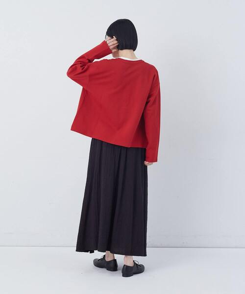 conges payes ADIEU TRISTESSE(コンジェ ペイエ アデュートリステス)の「ポンチスナップカーディガン(カーディガン/ボレロ・レディース・レッド/アイボリー/チャコールグレー・FREE)」の18枚目の写真