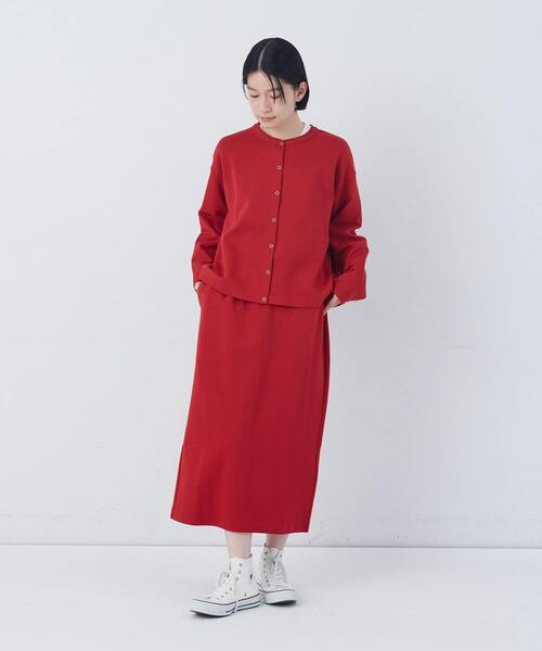 conges payes ADIEU TRISTESSE(コンジェ ペイエ アデュートリステス)の「ポンチスナップカーディガン(カーディガン/ボレロ・レディース・レッド/アイボリー/チャコールグレー・FREE)」の20枚目の写真
