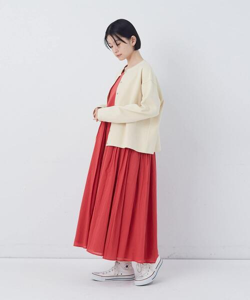 conges payes ADIEU TRISTESSE(コンジェ ペイエ アデュートリステス)の「ポンチスナップカーディガン(カーディガン/ボレロ・レディース・レッド/アイボリー/チャコールグレー・FREE)」の6枚目の写真