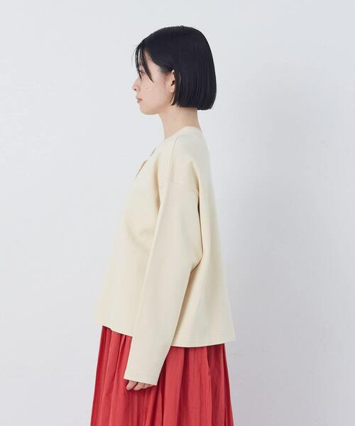 conges payes ADIEU TRISTESSE(コンジェ ペイエ アデュートリステス)の「ポンチスナップカーディガン(カーディガン/ボレロ・レディース・レッド/アイボリー/チャコールグレー・FREE)」の10枚目の写真