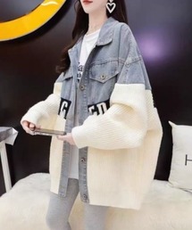 Lips（リップス）の「ニットドッキング　デニムシャツジャケット/身頃ニット（デニムジャケット）」