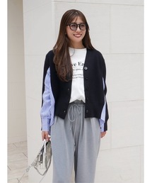 BeBeoD（べベッド）の「ストライプシャツドッキングニットカーディガン（Tシャツ/カットソー）」