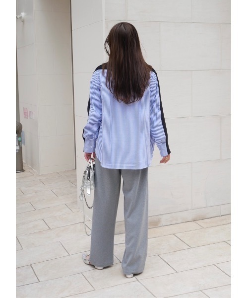 BeBeoD(べベッド)の「ストライプシャツドッキングニットカーディガン(Tシャツ/カットソー・レディース・ブラック/グレー/ネイビー・フリー)」の9枚目の写真