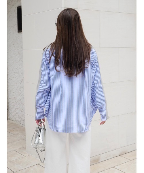 BeBeoD(べベッド)の「ストライプシャツドッキングニットカーディガン(Tシャツ/カットソー・レディース・ブラック/グレー/ネイビー・フリー)」の11枚目の写真