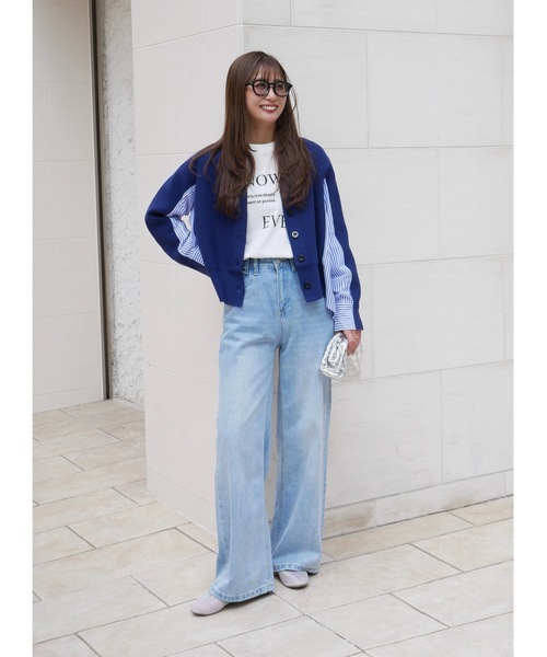 BeBeoD(べベッド)の「ストライプシャツドッキングニットカーディガン(Tシャツ/カットソー・レディース・ブラック/グレー/ネイビー・フリー)」の15枚目の写真