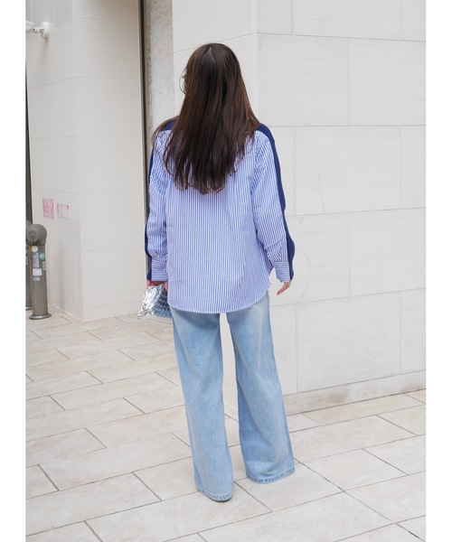 BeBeoD(べベッド)の「ストライプシャツドッキングニットカーディガン(Tシャツ/カットソー・レディース・ブラック/グレー/ネイビー・フリー)」の16枚目の写真